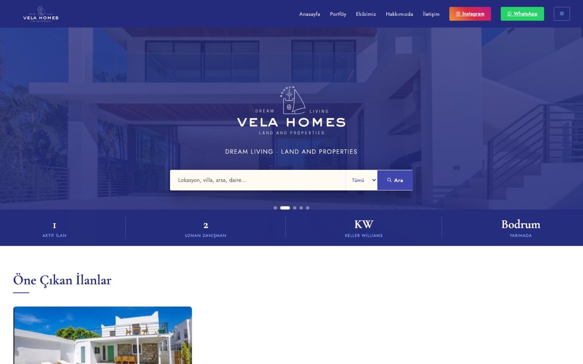 Vela Homes Bodrum emlak sitesi